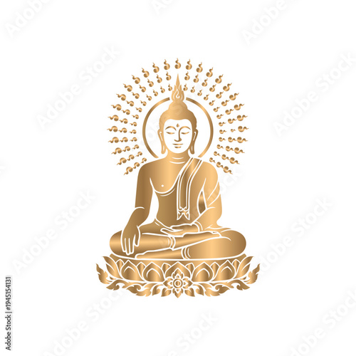 A golden Buddha statue in meditation posture.