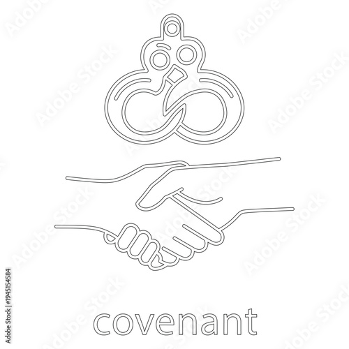 Minimal line interlocking Celtic knot handshake covenant symbol