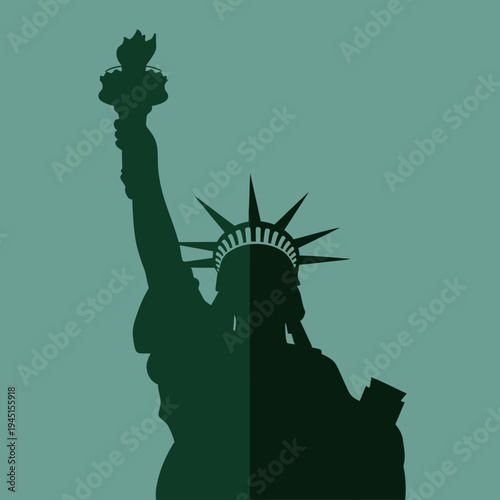 Statue of Liberty silhouette, iconic symbol of freedom and democracy, New York City landmark