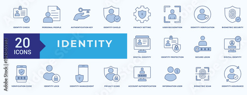 Identity Icon Pack Illustration Vector Blue Style