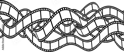 A dynamic wavy film strip reel flowing in a continuous undulating motion