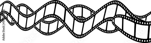 A dynamic wavy film strip reel flowing in a continuous undulating motion