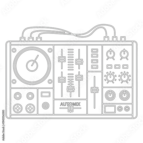 Minimal line of a D J mixer with Automix D J mixer line audio equipment music sound engineering dj mixer