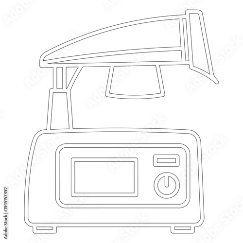 Minimal line of a medical ventilator line black and white minimal medical equipment respiratory machine