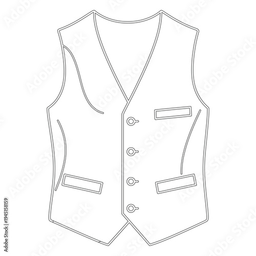 Minimal line of a sleeveless waistcoat with buttons and pockets vest