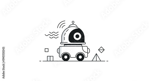 A simple line drawing of a robot.