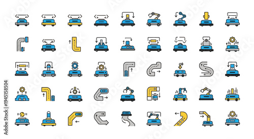 Collection of various industrial pipe icons.