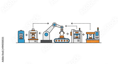 Industrial robotic arm in a factory.