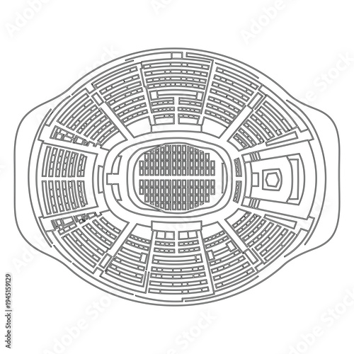 Black and white line of a stadium seating plan arena sports venue