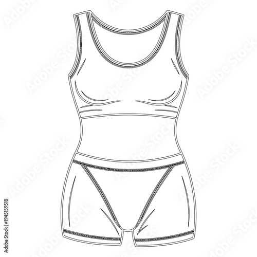 Black and white minimalist line of women's underwear set line minimalist lingerie tank briefs