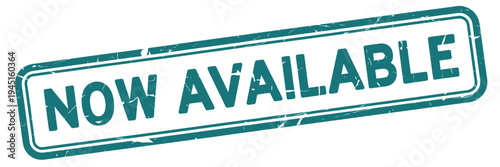 A distressed teal colored stamp displaying the word available in bold lettering