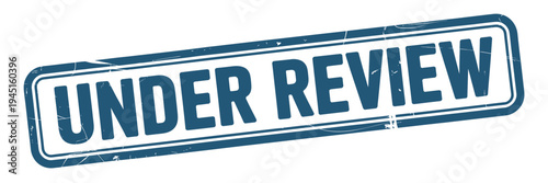 A blue and white rectangular sign displays the word review in bold lettering