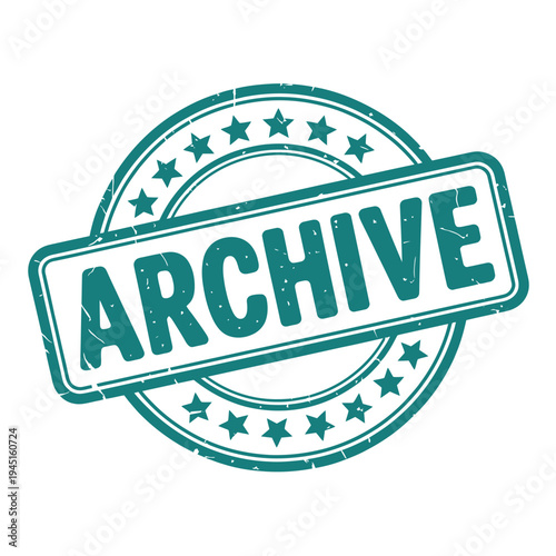 A teal circular stamp displays the word archive with surrounding stars