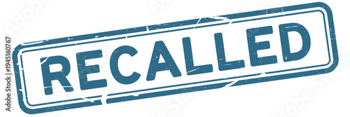 A blue recalled stamp isolated on a clean white background