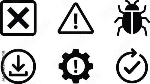 Prohibition danger pest control and success failure icons flat design vector illustration set