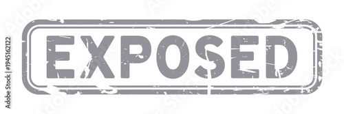 A distressed gray stamp displaying the word exposed in bold lettering