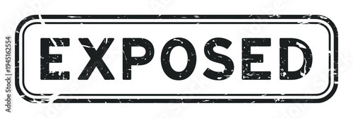 A distressed rectangular stamp displaying the word exposed in bold letters