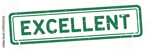 A green rectangular stamp displaying the word excellent in bold lettering
