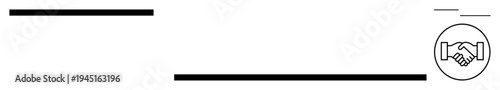 Partnership concept. Partnership ed by a handshake icon in a circle with horizontal lines. Partnership s synergy, teamwork, and cooperation. Use in business, contracts, networking, agreements
