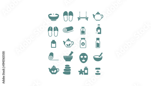 Spa and vector icons for wellness and relaxation therapy services