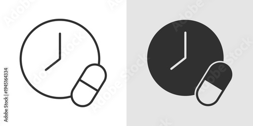 Medication Reminder Icon representing timely medicine intake, prescription adherence, health management, pill schedules, and personal wellness tracking.