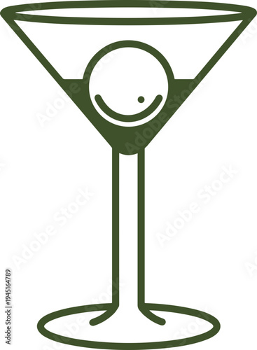Simple line illustration of a martini glass, suitable for beverage menus and cocktail branding.
