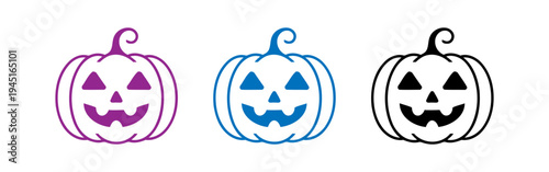 cartoon jack o lanterns with different facial expressions and colors