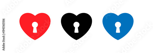 Fotografie Hearts with keyholes in different colors