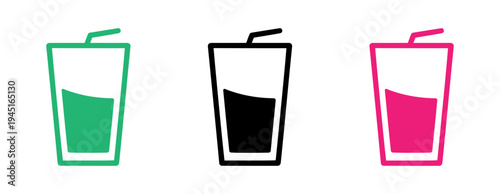 colorful drinks with straws in modern minimalist style