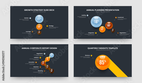 Consulting Development Three Four Five One Step Chart Slide Template Vector Illustration Bundle. Colorful Innovation 3 4 5 1 Option Diagram Presentation Design Set.