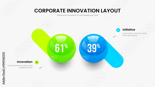 Investor Overview 2 Option Infographic Frame Design. Enterprise Forecast Two Step Graph Presentation Layout. Visual Performance Slide Template Vector Illustration.