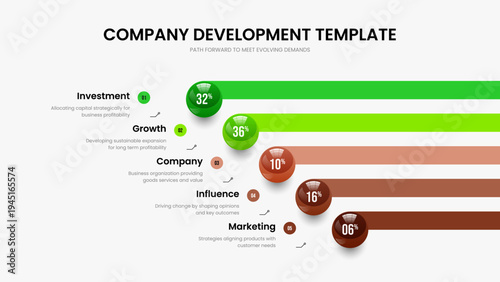 Financial Introduction Five Element Chart Frame Design. Simple Portfolio Slide Layout Vector Illustration. Modern Performance 5 Option Diagram Slideshow Template.