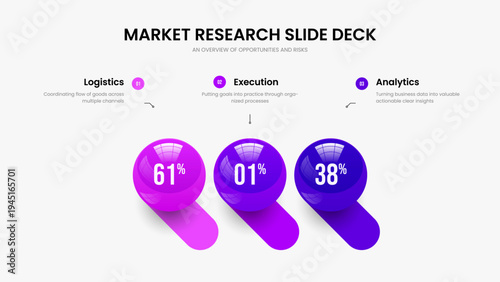 Marketing Briefing 3 Option Graph Slide Template. Financial Innovation Presentation Design Vector Illustration. Consulting Performance Three Element Infographic Slideshow Layout.