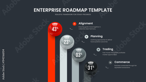 Modern Insight 4 Element Infographic Slide Design. Advertising Briefing Four Step Chart Frame Template. Elegant Report Slideshow Layout Vector Illustration.
