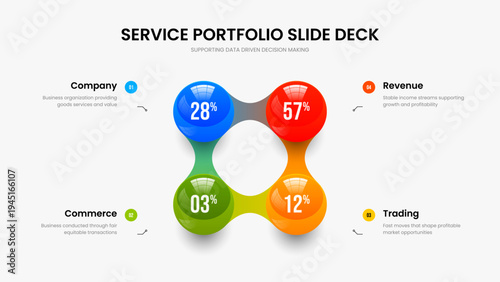 Corporate Launch Four Option Chart Slide Template. Medical Showcase 4 Element Diagram Frame Design. Advertising Strategy Presentation Layout Vector Illustration.