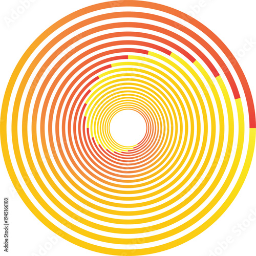 Concentric gradient circles with warm colors transitioning from yellow to red with partial gaps concentric circles