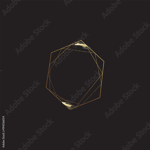 Minimalist gold geometric frame isolated on transparent background