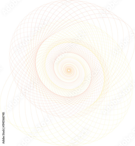 Spiral pattern resembling the structure of a revolver chamber with translucent golden lines revolving