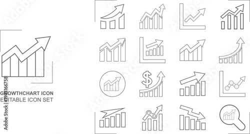 Growth chart vector line icon