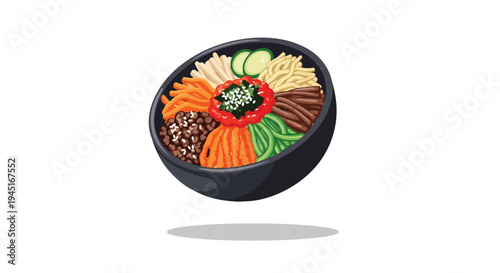 Bibimbap Korean Rice Bowl Illustration