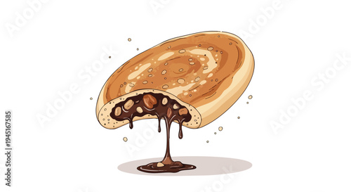 Delicious Hotteok Korean Sweet Pancake with Melting Brown Sugar and Nut Filling