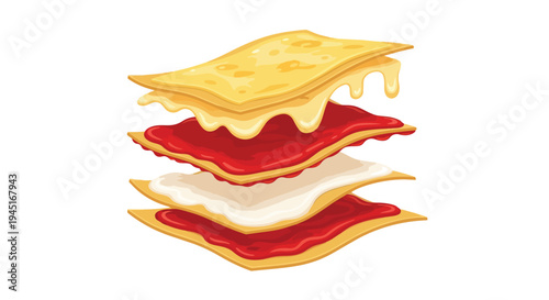 Layered Lasagna Pasta Ingredients Illustration