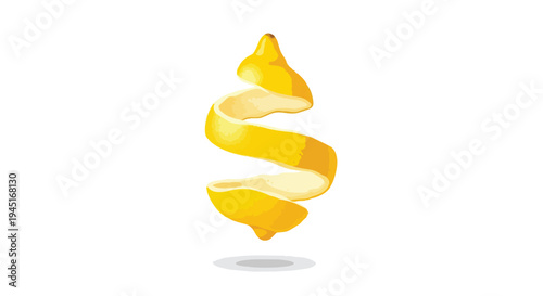 Creative Spiral Lemon Peel Illustration Isolated on White Background