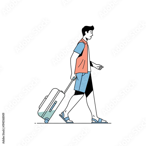 Man with Suitcase Walking