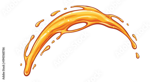 Dynamic Golden Honey Splash Isolated on White Background