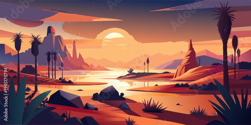 sunset over the river