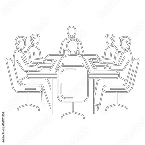 Minimal line of people sitting around a table in a meeting line minimal conference business