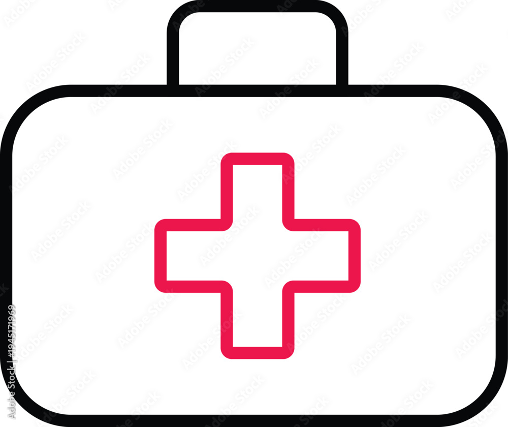 Obraz premium First aid kit vector illustration with red cross symbol on white background