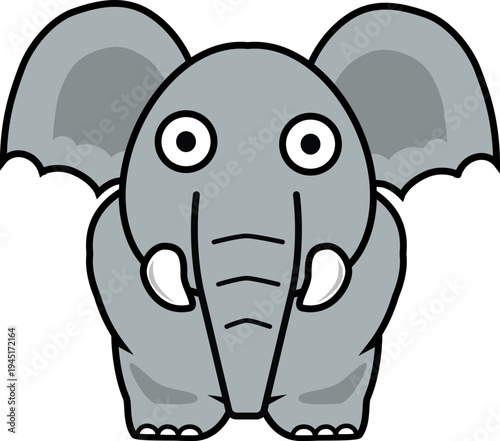 A Funny Elephant is Standing and Looking Around.