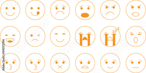 Creative Vector Smiley Face Set: Modern Thin Line Emoticons for Digital UI Design